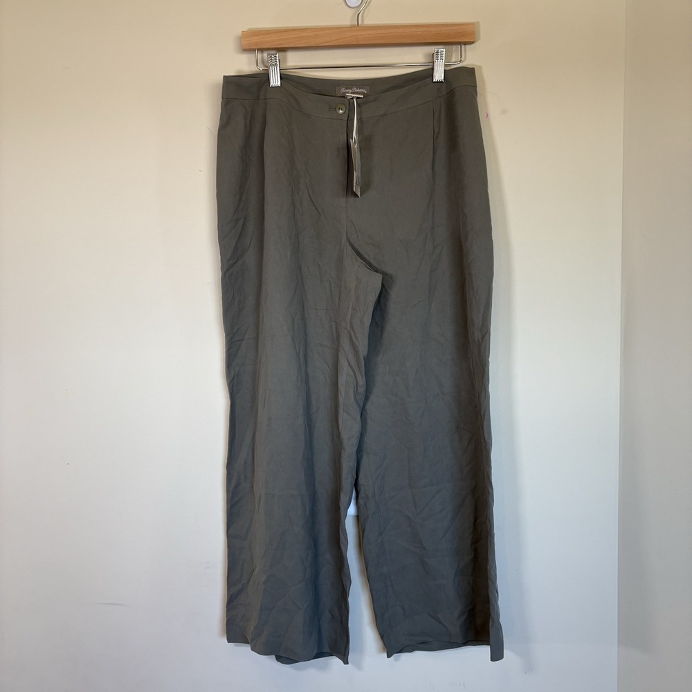 Tommy Bahama Paradise Silk Easy Drawstring Pants Womens 10 New Green Gray